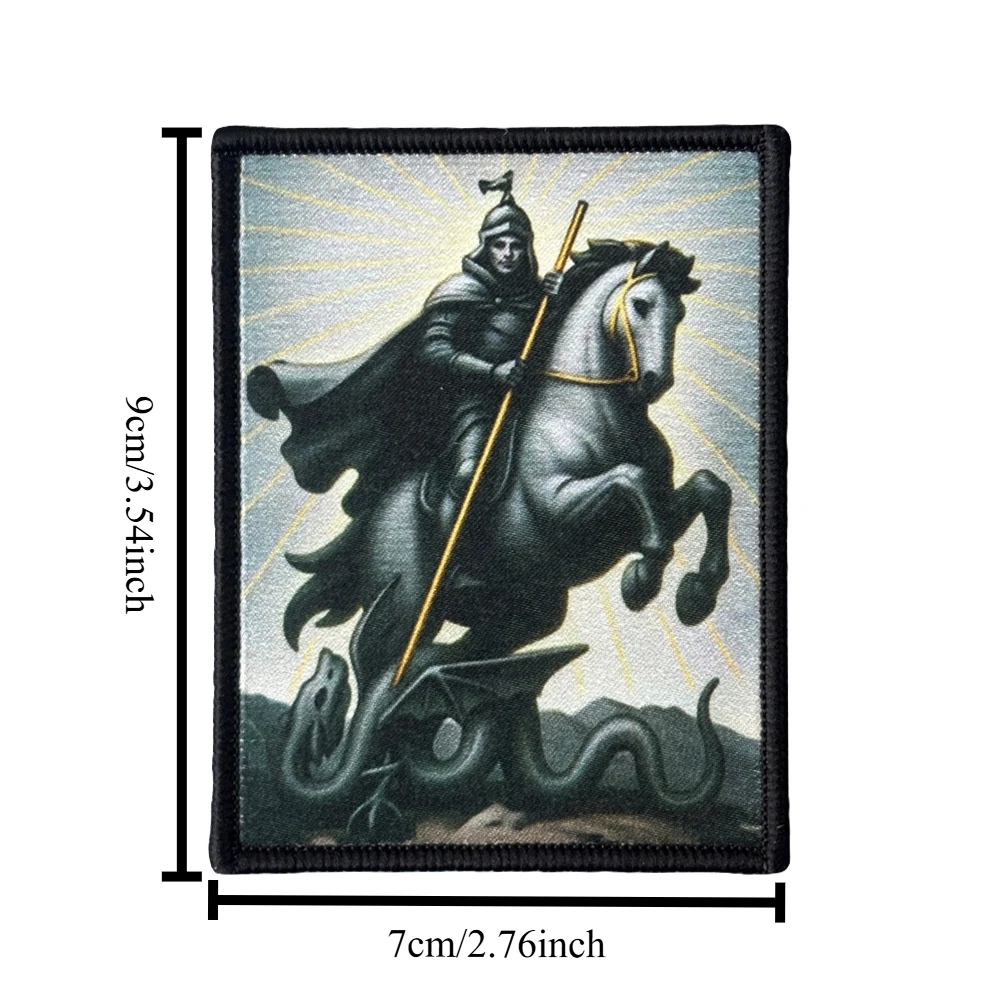 Parche táctico de moral de dragones, caballero de caballo blanco, parche de gancho y bucle, insignia militar de Chevron, brazalete, pegatinas para mochila - imagen 2