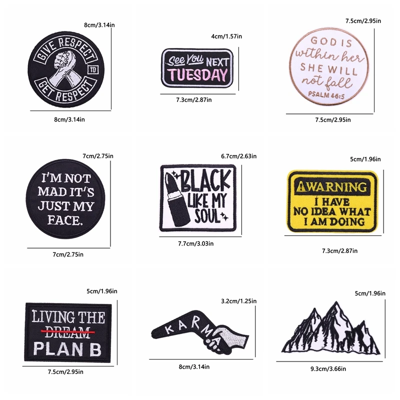 10 unids/lote de parches bordados con eslogan de letras para ropa, parche con letras de dibujos animados, parches para planchar para ropa, chaquetas, sombreros, coser DIY - imagen 3