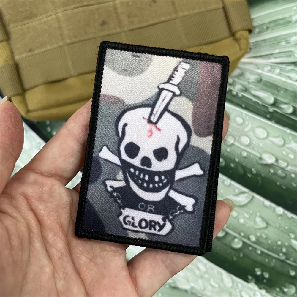 Parches del Ejército "Death or Glory" de la armadura corporal de Hudson en la película Aliens, insignia de moral táctica, pegatinas impresas en mochila