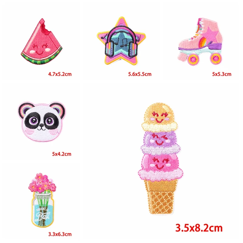 Parches bordados de dibujos animados para ropa de niños, parche para planchar con frutas, Pizza y bebidas, 10 unids/lote por lote - imagen 3