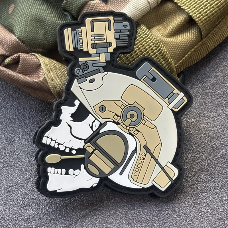 Parche táctico de PVC 3D "dispositivo de visión nocturna de calavera", insignia de moral militar, parches de gancho, ropa, mochila, pegatinas, brazalete - imagen 2