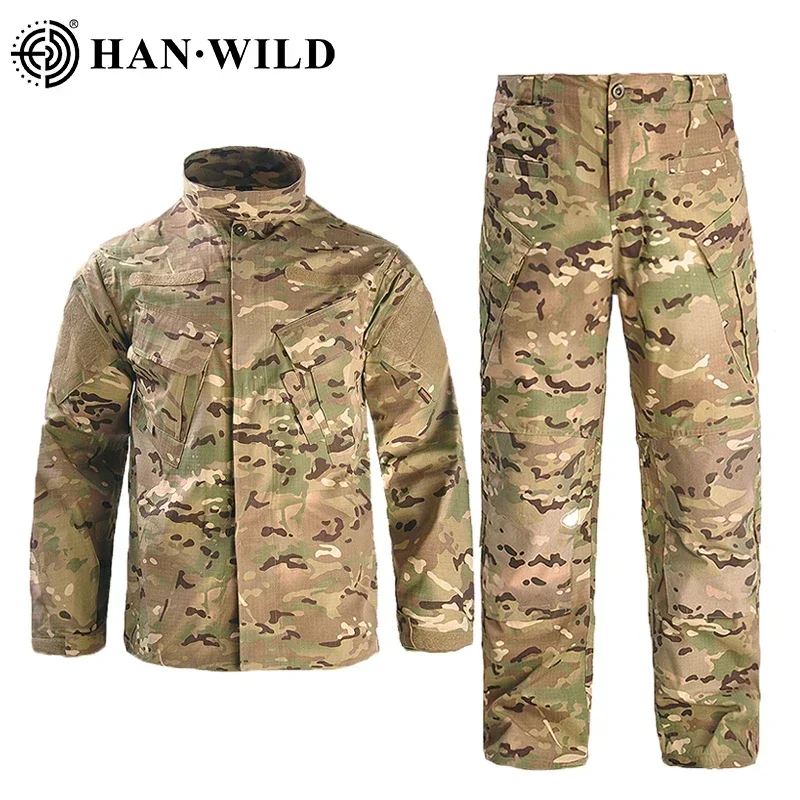Uniforme de senderismo al aire libre para hombre, ropa de escalada, trajes de camuflaje tácticos con almohadillas, camisas de entrenamiento de caza resistentes al desgaste, conjuntos de pantalones Cargo - imagen 3