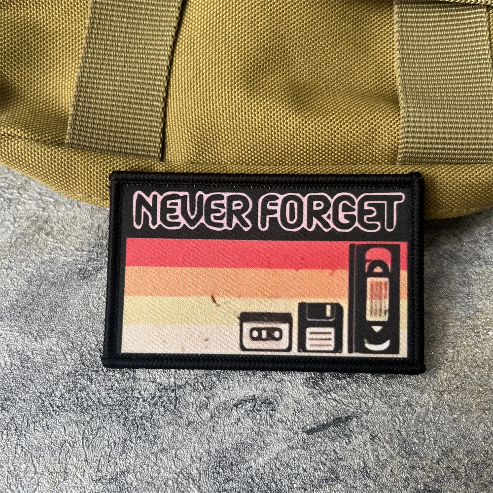 NEVER FORGET-Parche de insignia de moral con cinta divertida, emblema militar, brazalete táctico, gancho y bucle, ropa, mochila, accesorios, pegatinas - imagen 4