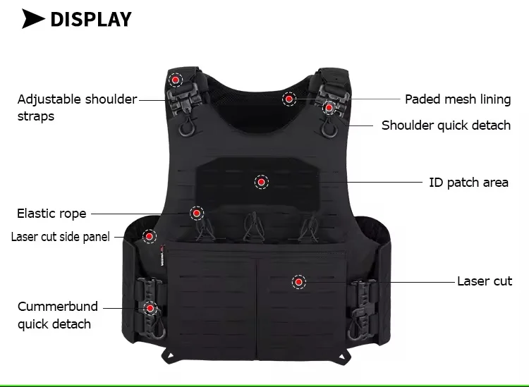 YAKEDA MOLLE camuflaje peso ligero caza negro corte láser Nylon N6 Chaleco táctico chaleco bolsa - imagen 5