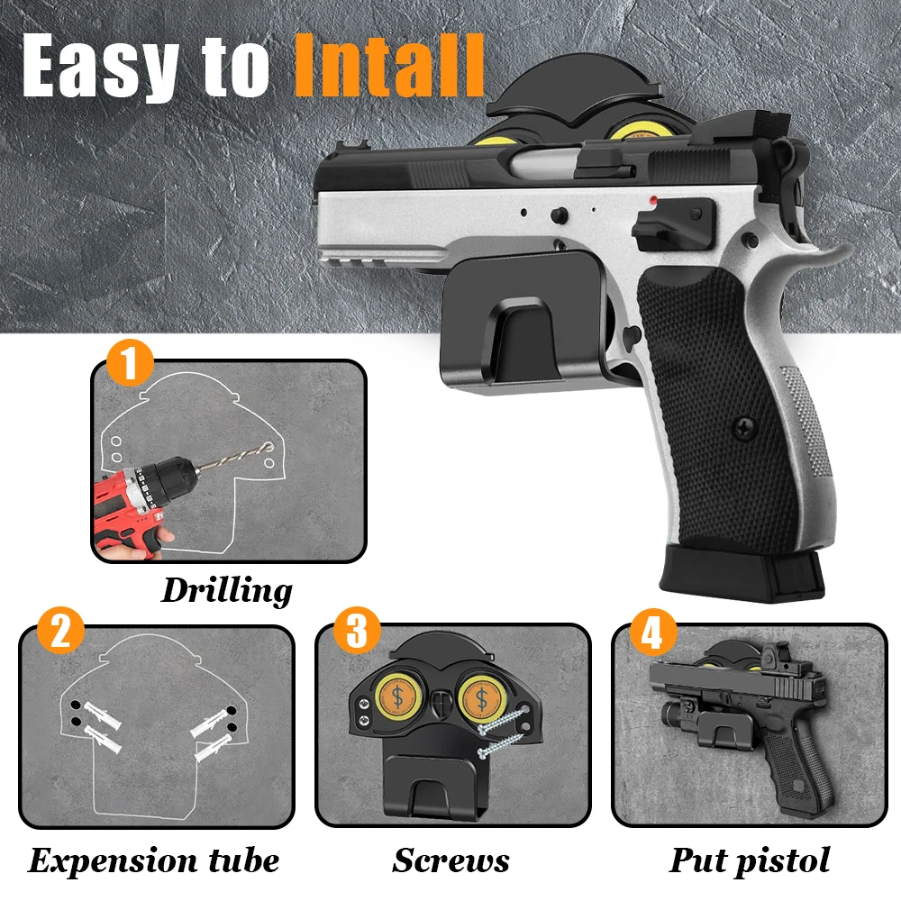 Soporte magnético para pistola, soporte para revólver y pistola magnético montado en la pared con protección de gatillo - imagen 4