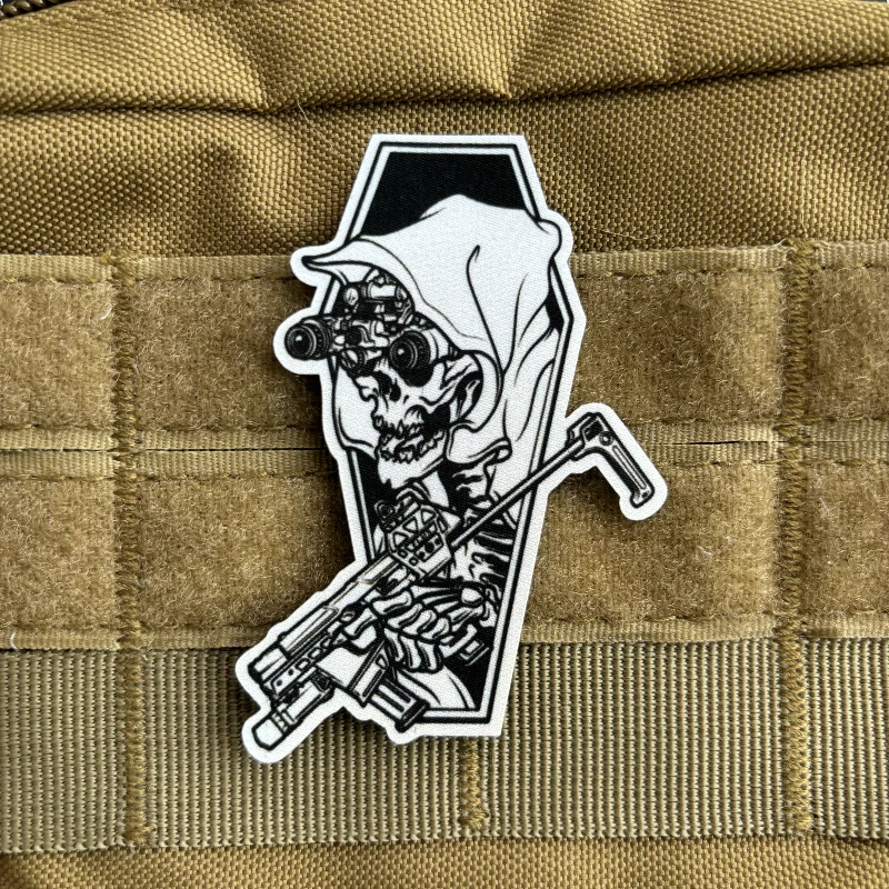Parche táctico velcro calavera Stormtrooper – Insignia moral mochila militar - imagen 4