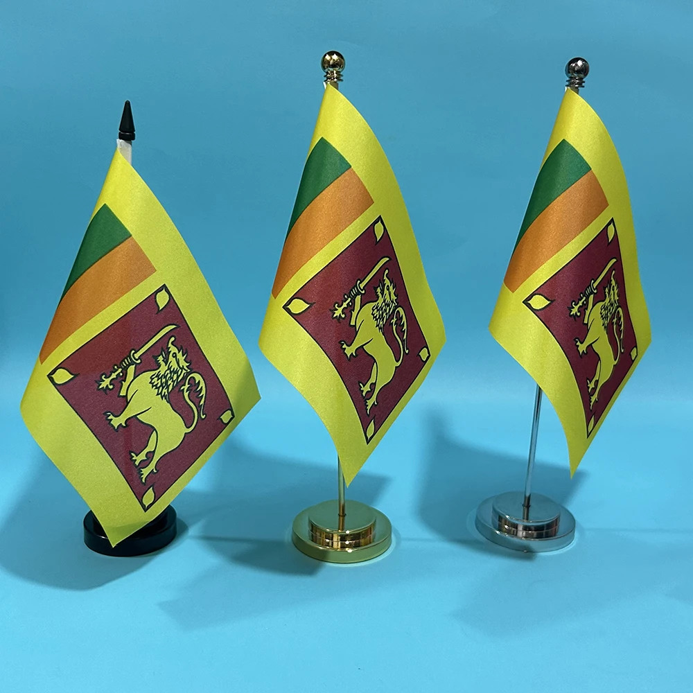 BANDERA DE SKY, bandera de escritorio de oficina, bandera de Sri Lanka, 14x21cm, adornos de escritorio de poliéster, bandera, banderas nacionales de Sri Lanka para decoración de mesa