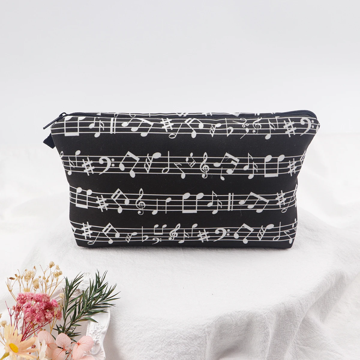 Organizador de almacenamiento de notas musicales, bolsas de maquillaje, bolsa de cosméticos portátil, bolsa de cosméticos de viaje para mujer, accesorio de maquillaje