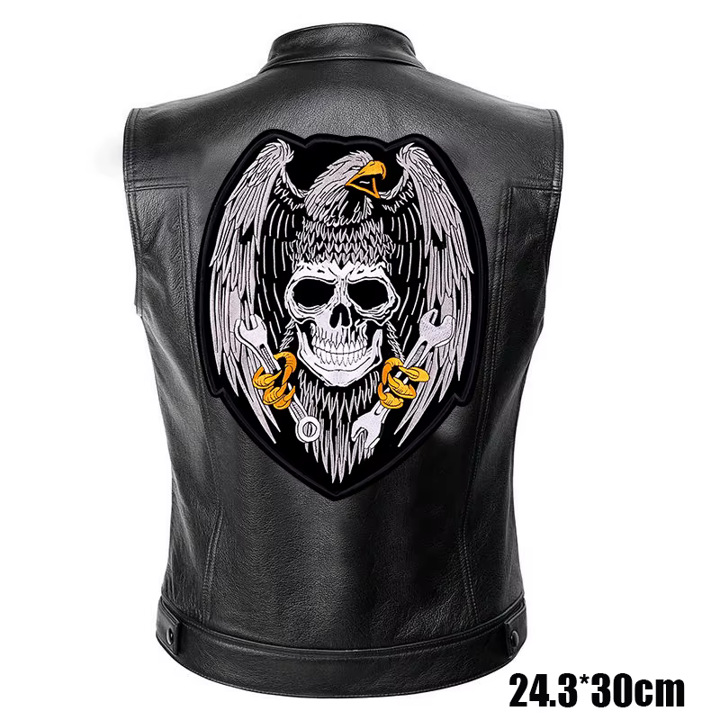 Parche bordado grande cuero punk termoadhesivo para chaquetas y vaqueros - imagen 2