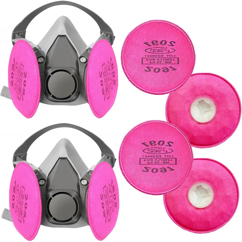 Media mascarilla reutilizable: una mascarilla respiratoria con filtro para pintura en aerosol, polvo, soldadura, resina, humo y gases de vapor orgánicos. - imagen 3