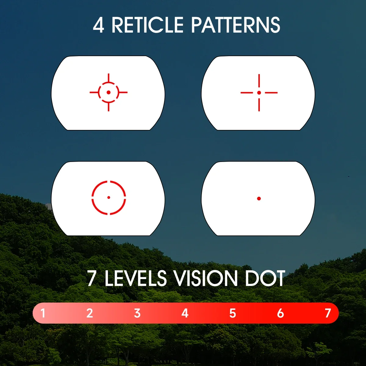Mira táctica de punto rojo HD119A-R con puntero láser rojo y verde, mira óptica de 4 retículas, mira de punto rojo, accesorio de caza Airsoft - imagen 5