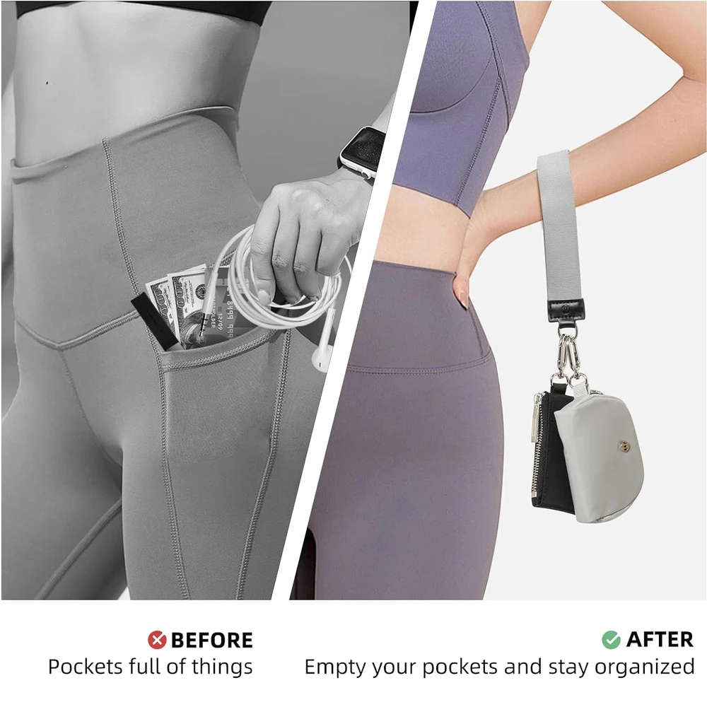 Cartera con llavero, Mini billeteras con cremallera alrededor de la muñeca para mujer, bolsa doble desmontable, monedero portátil, billeteras pequeñas - imagen 2