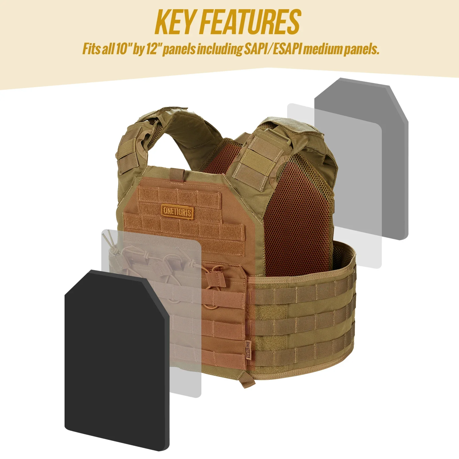 Chaleco táctico ONETIGRIS MOLLE con bolsa para cargadores