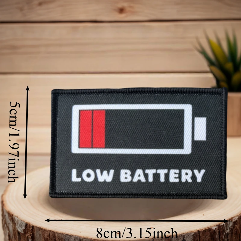 Parche de impresión de batería baja, chaleco táctico, sombreros con gancho y bucle, insignia de moral, mochila, pegatinas decorativas, parches para brazalete para ropa - imagen 3