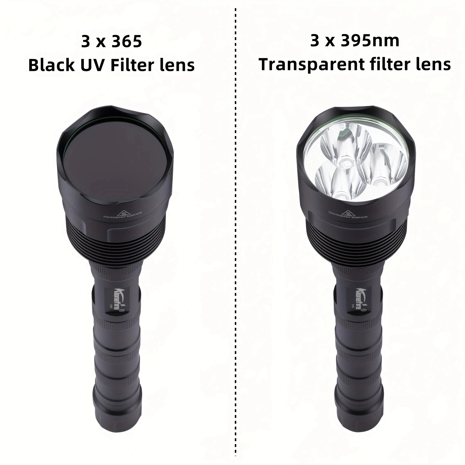 60W 3x365nm UV LED potente luz negra 395nm linterna de alta potencia Ultra violeta marcador Invisible curado gato perro luz de control - imagen 4