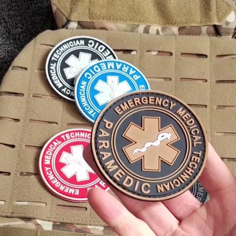 Parches bordados de PVC 3D para ropa, insignia de moral militar, insignia de señal de emergencia, pegatina de mochila, estrella de la vida, Calavera, gancho y bucle - imagen 2