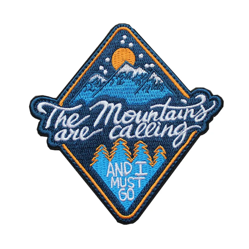 Insignia de tienda de campaña totalmente bordada para exteriores, Parche de velcro para ropa, para acampar, todo terreno - imagen 4