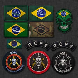 Parche BOPE bordado bandera brasileña gancho y bucle reflectante PVC