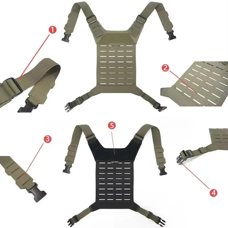 DMGear táctico D3 SS MK correa de aparejo de pecho corte láser chaleco MOLLE correa de aparejo de pecho caza Airsoft chaleco equipo colgante de pecho - imagen 5