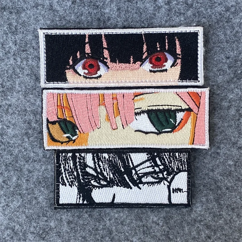 Parches bordados de Ojos de niña, insignia de moral de Ojos de Anime, brazalete de gancho y bucle, mochila, ropa, accesorio decorativo, pegatinas Diy - imagen 3