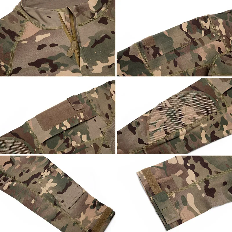 Camisa combate táctica camuflaje manga larga ELÁSTICO algodón cremallera - imagen 5