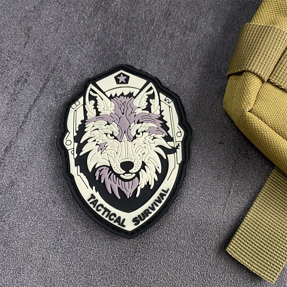 Parche de insignia de moral de lobo de seguridad táctica, parches bordados para ropa, brazalete de gancho y bucle de PVC, pegatina para mochila militar - imagen 5
