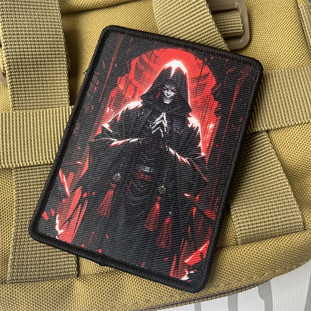 Parche táctico de moral de mago esqueleto, brazalete militar, parches de gancho y bucle impresos, pegatina para mochila de ropa - imagen 4