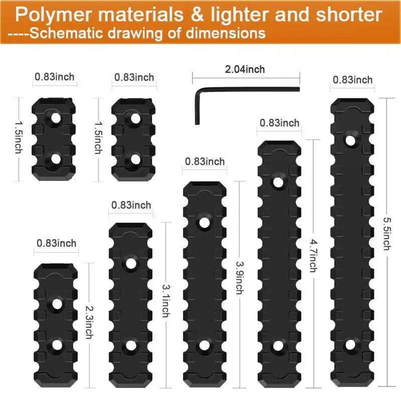 MLOK Protector de manos de siete secciones con 3/5/7/9/11/13 ranuras - Protector de riel guía de nailon con ranura para tarjeta trasera de ratón para pistolas de juguete M16/HK416 - imagen 2