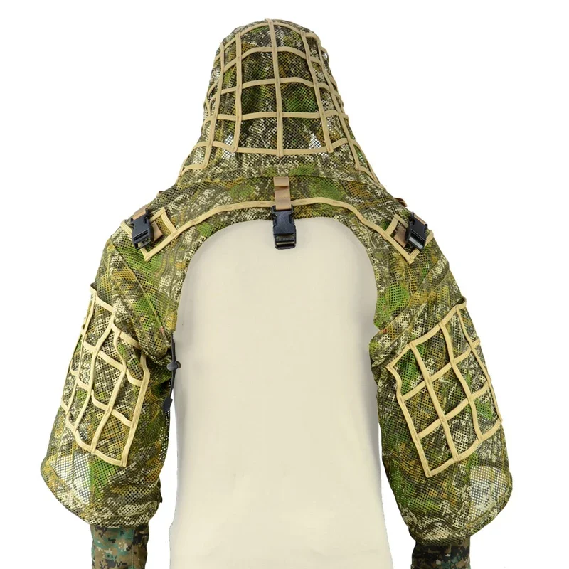 Traje Airsoft Ghillie táctico francotirador tiro malla Ghillie chal abrigo caza Ripstop 3D camuflaje Ghillie traje Viper Hood - imagen 4