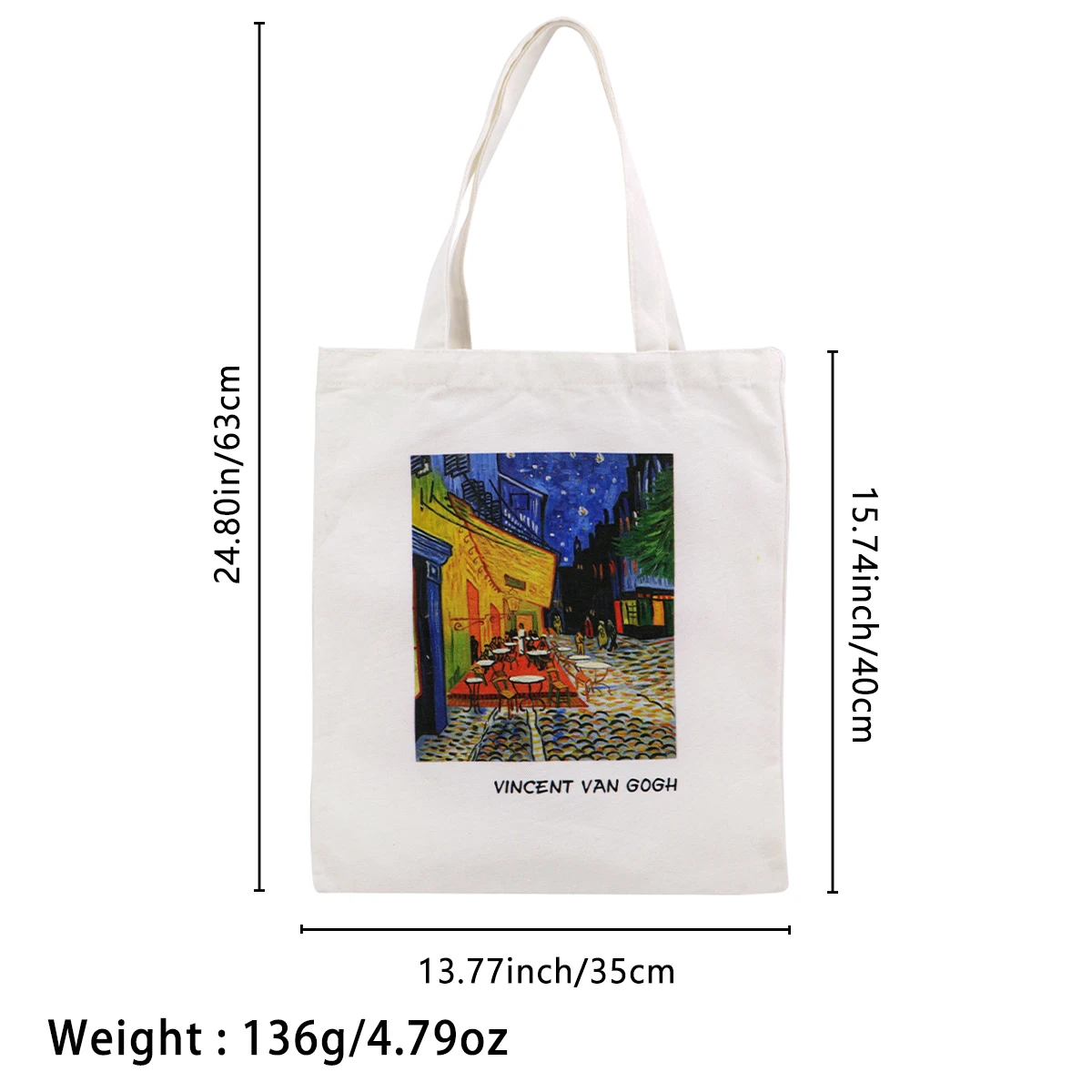 Bolso de lona Van Gogh plegable mano organizador y hombro escolar - imagen 5