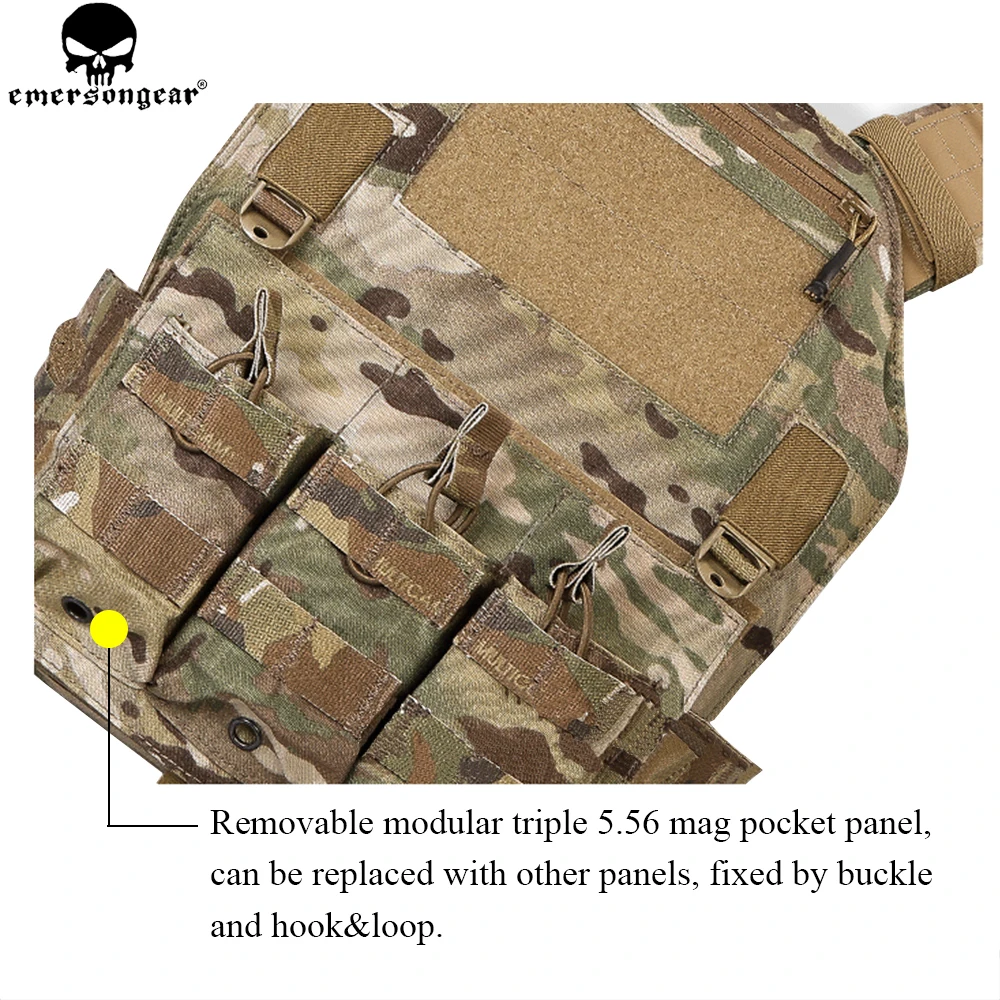 EMERSONGEAR Chaleco Molle 420 Plate Carrier Chaleco de caza Militiamen Paintball Molle Chaleco Pecho Rig Multi-camo - imagen 2