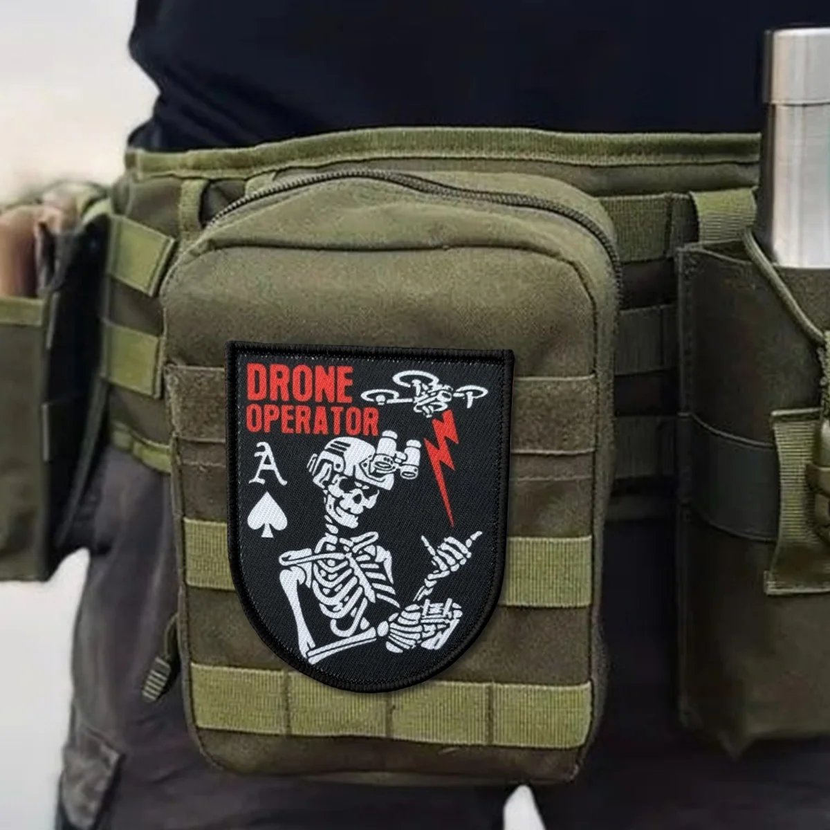 Parche táctico para operador de Dron, parches de gancho y bucle de reconocimiento de piloto de calavera, insignia de moral, brazalete del ejército militar, pegatinas para mochila - imagen 2