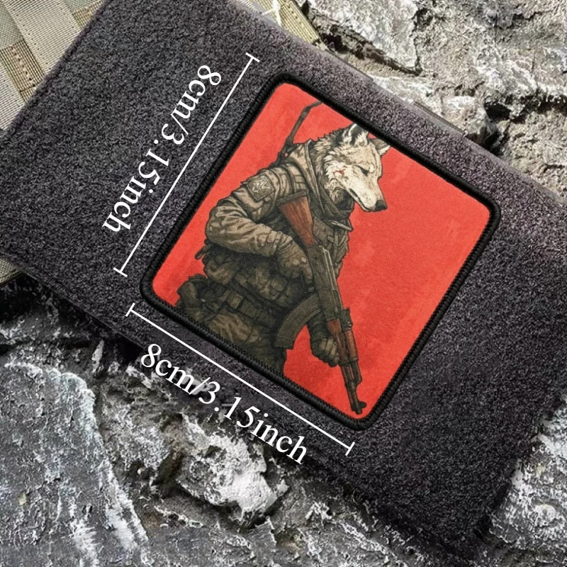 Parche de lobo táctico, insignia de moral, gancho y bucle estampado, mochila militar, accesorios de decoración de ropa, brazalete adhesivo - imagen 4