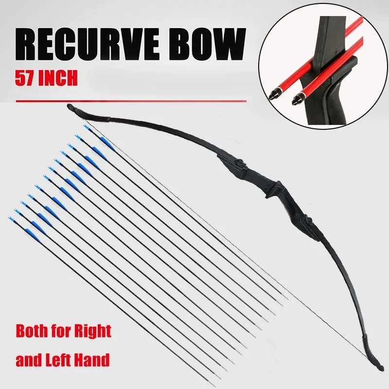Arco recurvo desplegable de 57 ", 20-40 libras, mano derecha, mano izquierda, 12 Uds. De flechas de fibra de vidrio, para adultos principiantes, practicar tiro - imagen 2