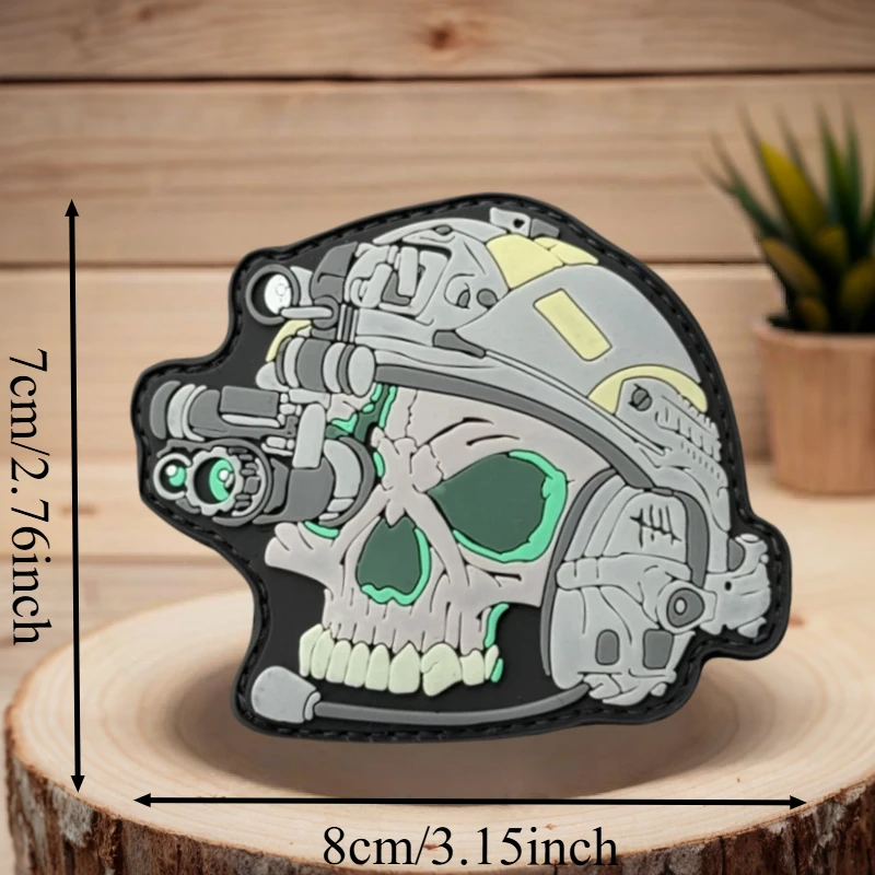 Parche de PVC 3D de calavera de cazador, chaleco táctico, sombreros con gancho y bucle, insignia de moral, mochila, pegatinas decorativas, parches para brazalete para ropa - imagen 3