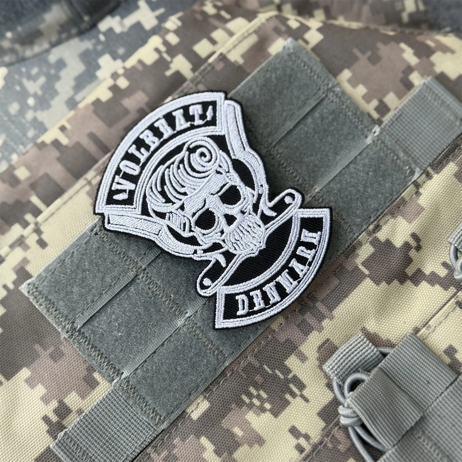 Parche de roca, esqueleto, insignia de moral táctica, apliques militares, emblema, pegatina para mochila, parches bordados con gancho para ropa