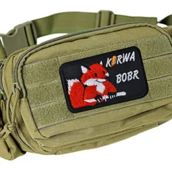 Parches tácticos bordados KURWA BOBR, zorro con velcro para ropa