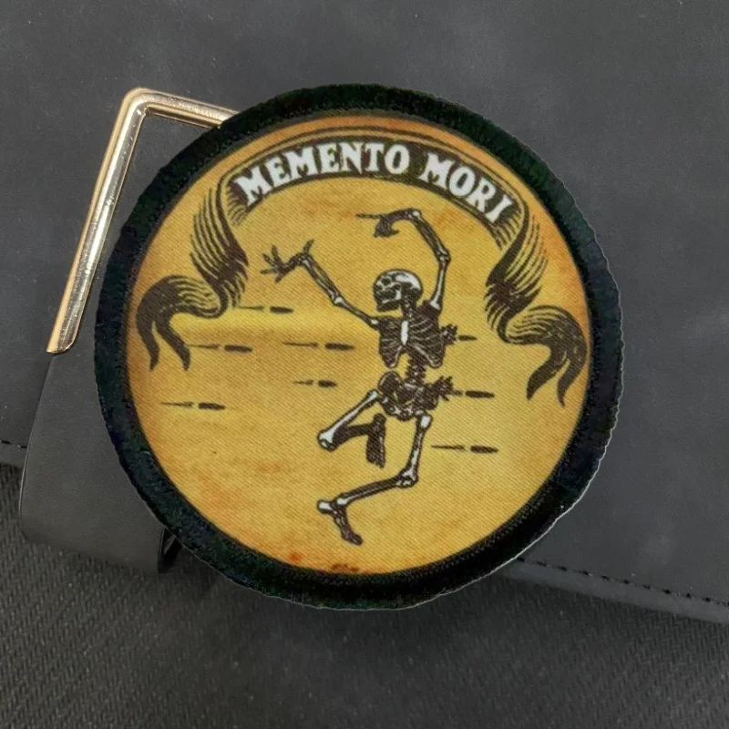 Memento Mori-insignia de moral con gancho y bucle, parches tácticos de oración de calavera y baile, brazalete militar, mochila, sombrero, pegatinas - imagen 4