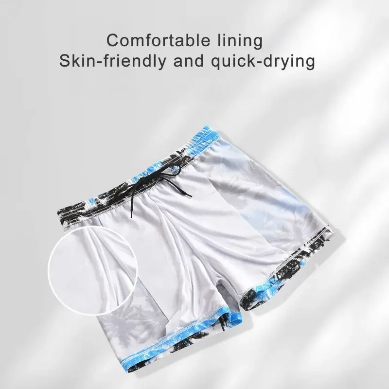 Bañadores estampados de secado rápido para hombre, pantalones cortos de natación para interiores y exteriores para adultos, pantalones cortos de buceo en la playa de verano, transpirables, 2 uds. - imagen 4