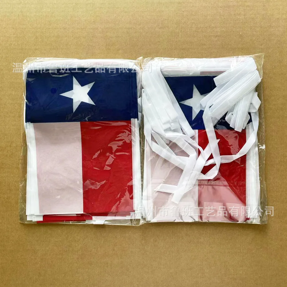 Banderines SKY FLAG de Texas, 14x21cm, 20 unids/lote, bandera del estado de EE. UU., banderas de cuerda de Texas, banderín para decoración de fiesta y Festival - imagen 2