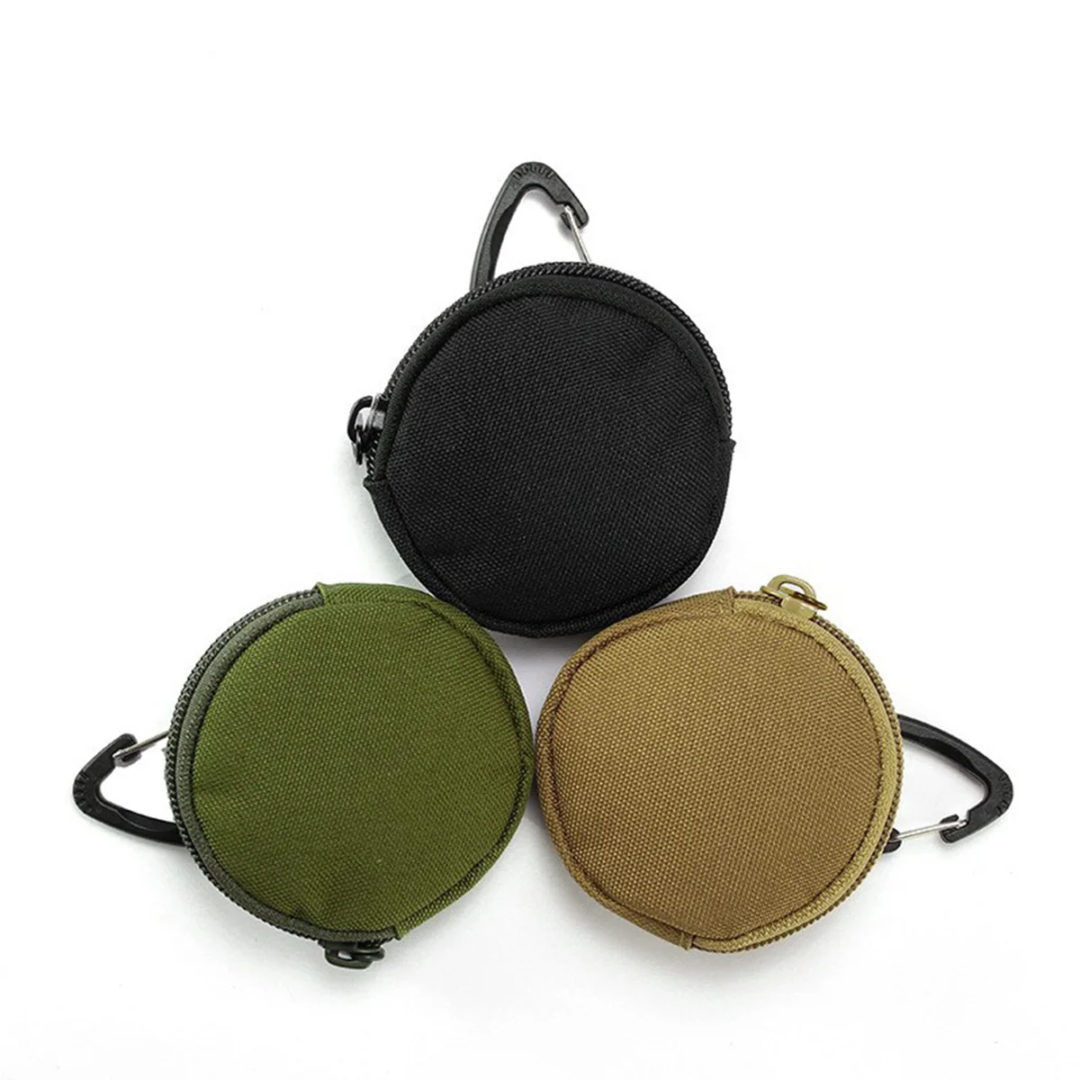 Mini bolso militar con cremallera para llaves, bolsa para auriculares, monedero pequeño redondo, monedero, tela Oxford 900D - imagen 2