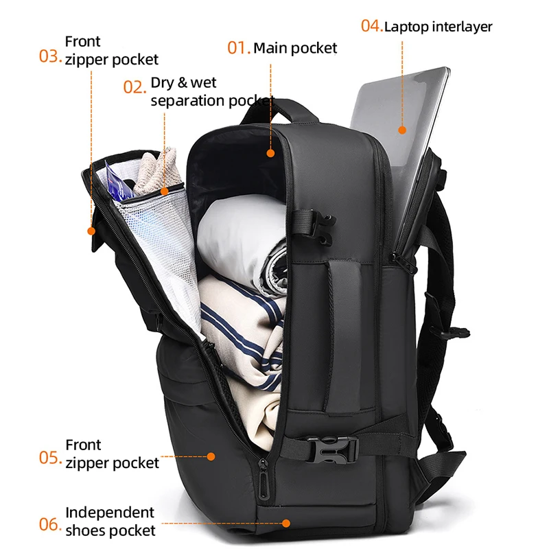 Mochila para gimnasio y Fitness para hombre, bolsa de entrenamiento para deportes al aire libre, Camping, senderismo, paquete de zapatos, bolsa de almacenamiento para ordenador portátil para viaje de negocios en seco y húmedo - imagen 4