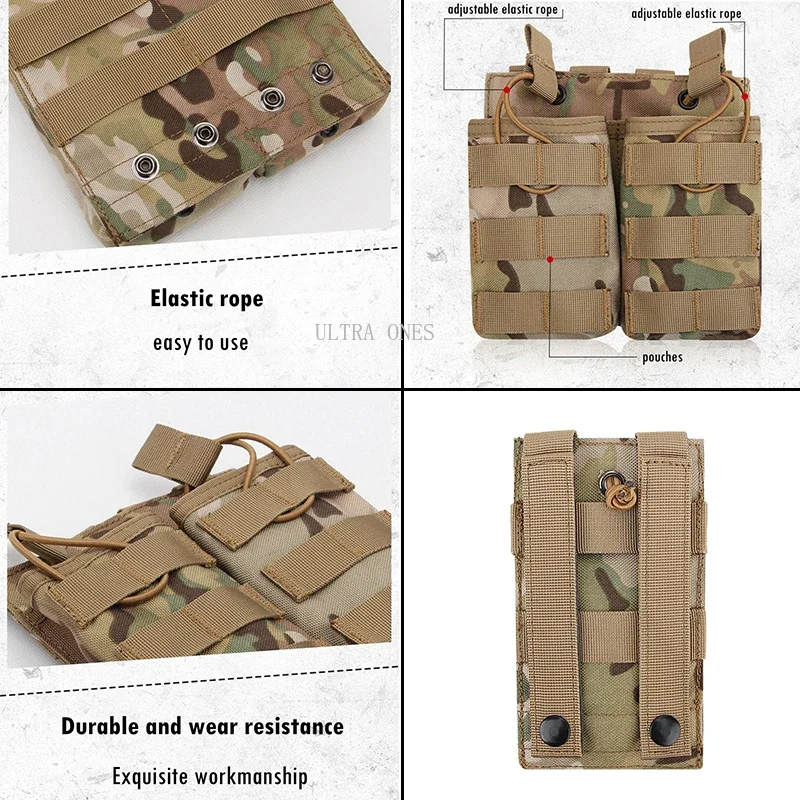 Bolsas tácticas individuales/dobles/Triple Mag Molle tiro caza Airsoft juego de guerra Mag bolsa AK AR M4 AR15 Rifle Mag Case - imagen 5