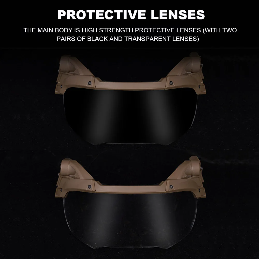 Máscara táctica Airsoft para Paintball, máscara de media cara totalmente protegida, casco rápido Militar, gafas, malla de acero, regalos de Halloween, 3 en 1 - imagen 4