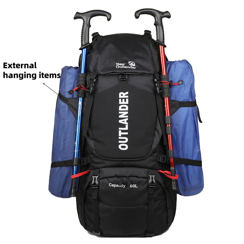 Mochila de gran capacidad para acampar, bolsa de hombro impermeable para senderismo, viajes al aire libre, escalada, montañismo, 60L - imagen 5