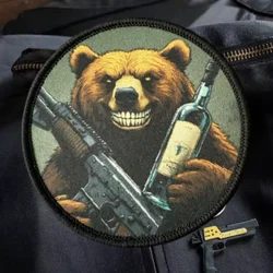 Parche moral oso con cerveza velcro – Diseño tactico militar