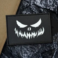 Écussons tactiques fantaisie Ghost Face imprimés, badge militaire de moral, emblème sourire effrayant, bande auto-agrippante pour casquette et équipement
