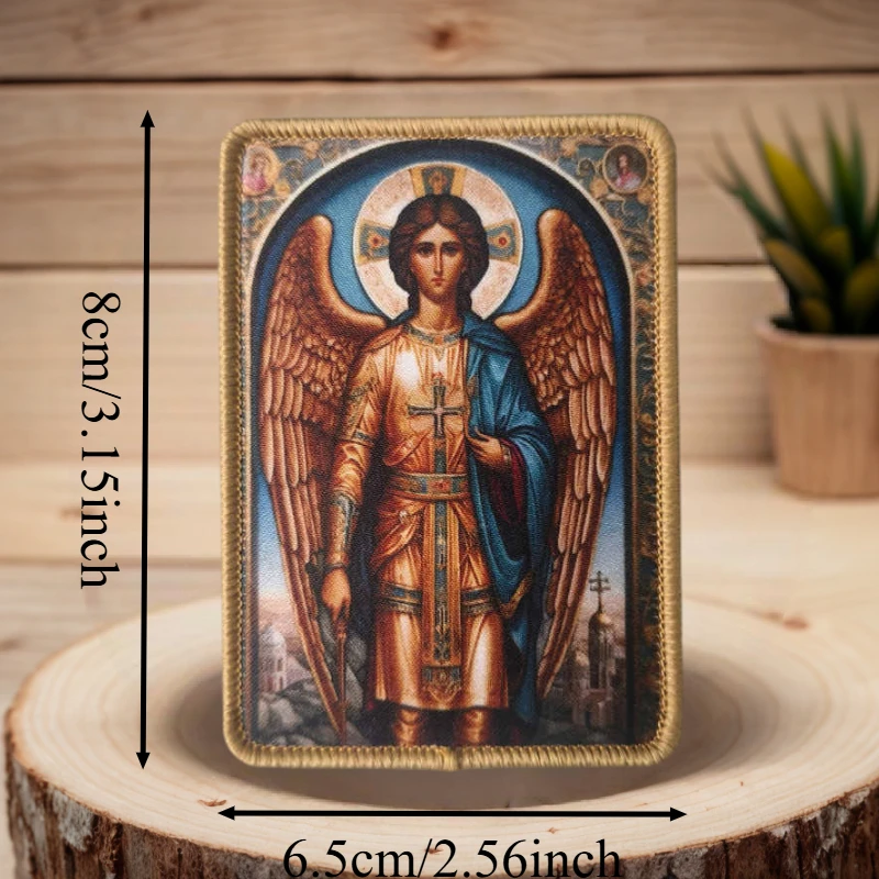Parche con estampado del Arcángel Michael, chaleco táctico, insignia de moral con gancho y bucle, pegatinas decorativas para mochila, parches para brazalete para ropa - imagen 3
