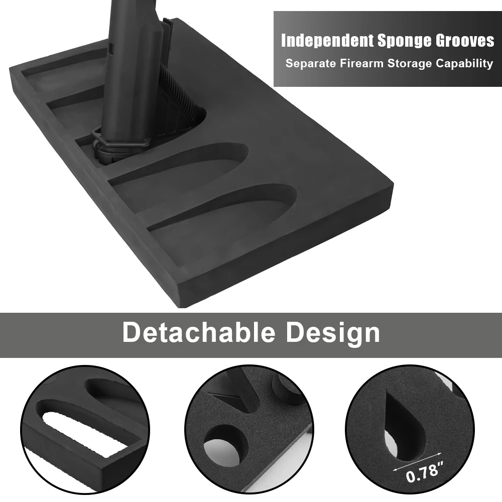 Estante para pistola de espuma con 5 ranuras, soporte de pared para pistola, Rifle, escopeta, con tira magnética o cinta adhesiva, accesorios de almacenamiento para reposapiés - imagen 3