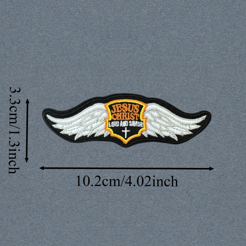 Parche bordado de alas de Jesús, Dios cristiano, chaleco táctico, insignia de moral con gancho y bucle, pegatinas para mochila, parches para brazalete para ropa - imagen 3